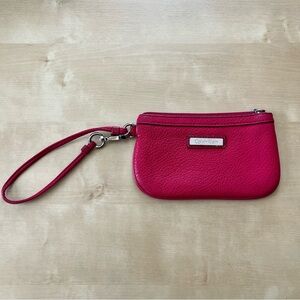 Calvin Klein Fuchsia Pink Leather Wristlet Clutch